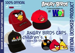  BASEBALL CAPS. ANGRY BIRDS HAT. 3 DESIGNS. EMBROIDERED Kids Sizes