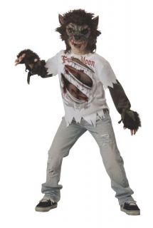 WEREWOLF CHILD COSTUME Boys Realistic Theme Party Mask Scary Creepy 