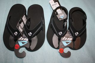 NEW Boys Reef Slap 2 Black Flip Flop Sandals youth size 9/10 or 11/12