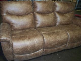 GENUINE LAZYBOY FURNITURE   BROWN LEATHER DUAL RECLINER SOFA   NEW 