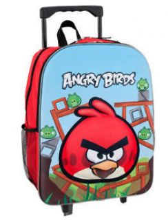 KIDS ANGRY BIRDS SCHOOL BACKPACK RUCKSACK BAG WITH WHEELS NEW