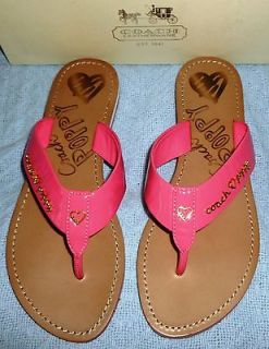 New COACH MICHELE A8620 Womens Shoes Thong Sandals PINK Crinkle 