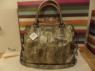 Authentic COACH Kristin Pleated Embossed Satchel Python Gold #15364 