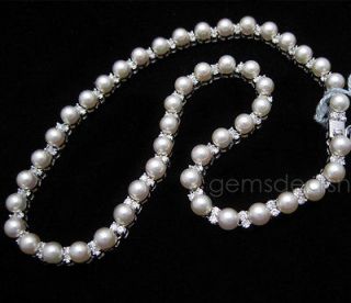 574 MAJORICA 6MM White Pearl 16 Sterling Silver Necklace MJ120