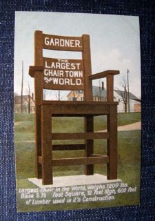 world s largest chair gardner massachusetts postcard 