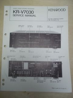 Vtg Kenwood Service/Repair Manual~KR V7030 Receiver~Original