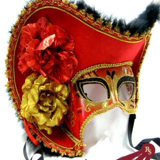 red masquerade ball mask venetian ladies pirate
