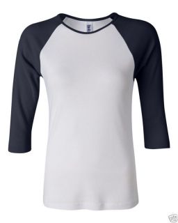 Bella Ladies NEW Size S 2XL Baseball Raglan 3/4 Sleeve T Shirt TEE 