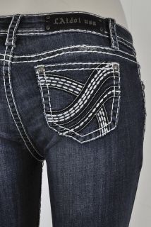 LA Idol Skinny Jeans With Thick White and Black Stitching Design SZ 0 