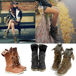 Lace  Up Buckle Strap Ankle fashionable Boots Shoes 3 color size US 5 