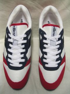 mens ellesse trainers white red navy lace up fronts location