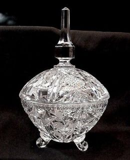lead glass cut crystal covered footed candy bowl ice bucketb pinwheels 