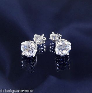   STERLING SILVER 1CT CREATED DIAMOND LADIES STUD EARRINGS NEW DESIGN