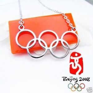 Silver Olympic five rings pendant & necklace chain Good for both man 