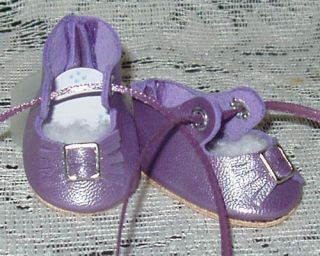 Littlest Angel Leather Doll Shoes ~ 1 5/8 Lavender Pearl