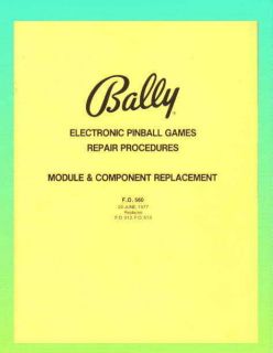 Bally Electronic Pin Games Repair Procedures ORIGINAL