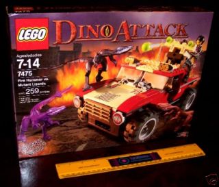 LEGO 7475 DINO ATTACK FIRE HAMMER VS MUTANT LIZARDS LARGE JEEP BIG 