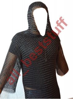 16 Gauge Chain Mail Armor Shirt Coif Set Chainmail Butted Shirt & Coif 