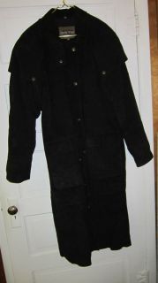 Mens South Wind 100% Leather (Suade) Full Length Black,Duster Coat 