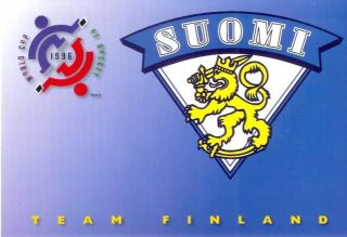 1996 Team FINLAND   BLUE   World Cup of Hockey Postcard   NEW