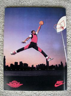 Air Jordan 84 1985 UNC VTG Basketball Program Red Nike Shoe Poster RC 