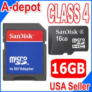   Class 4 16GB MicroSD Micro SD SDHC TF Flash Memory Card With Adapter