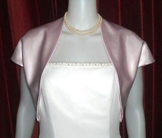 soft pink satin bolero bridal jacket medium new one day
