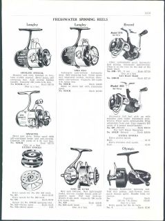 1957 ad Langley Spinning Fishing Reels Spenlite Spin Flo DeLuxe 