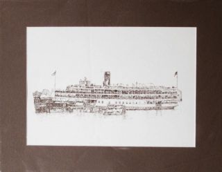 detroit ste claire boblo island boat matted lithograph time left