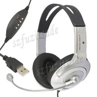USB Stereo Headset Headphone w/Mic For PS3 PC Games Laptop MSN VOIP 