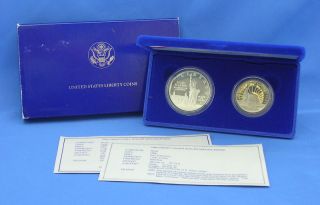   Liberty Commemorative Silver Dollar & Half ~~ 2 COIN PROOF SET