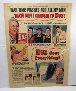 1942 Vintage 11x15 DUZ WWII Color Ad Advertisement from New York 