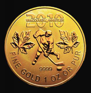Oz Gold 24K .9999 Canadian Olympic Commemorative Coin Bullion 2010 