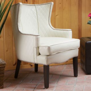 European Vintage Design Quilted Ivory White Leather Armchair w 