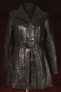 LUCINE Black Ladies New Gothic Real Soft Sheep Nappa Leather Jacket 
