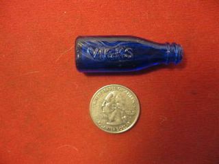   antique vicks VA TRO NOL cobalt blue miniature nose drop bottle
