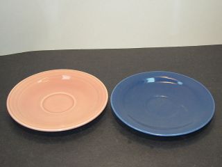 Early California Vernon Kilns 2 (deep blue & pink) 6 5/16 saucers 