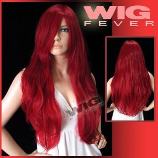Long 25 in. Wavy Dark Red Fashion Hair Wig Christmas Sale Wig Ffever