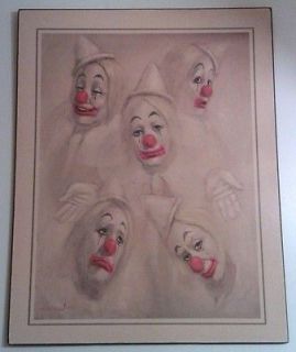 leighton jones five circus clowns litho print on board returns