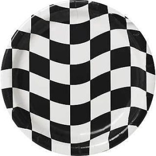Black White Checkered Flag Dessert Plate Nascar Mario Racing Monster 