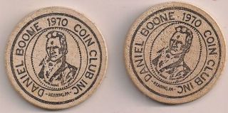 1978 Wooden Nickels Daniel Boone Reading, PA 9th Annual Coin Show