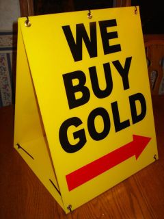 we buy gold w arrow sandwich board sign 2 sided