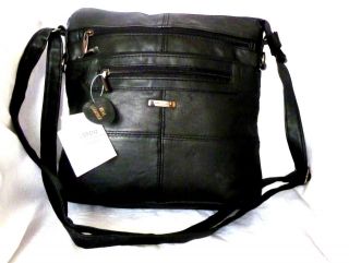   Lady`s Designer Black Leather Shoulder Bag, Cross body handbag Lorenz