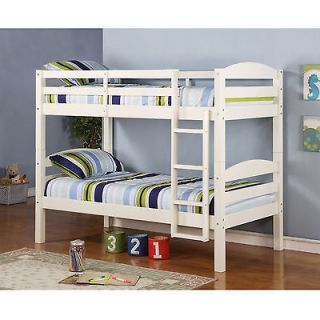 Kids Twin SOLID Wood Bunk Bed with White Finish, Durable, Beds can be 
