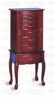 QUEEN ANNE STYLE JEWELRY ARMOIRE IN MAHOGANY FINISH     