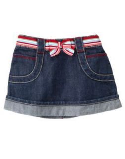NWT Gymboree BURST OF SPRING Denim Striped Ribbon Belt Jean Skirt 
