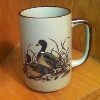 OTAGIRI Flying Ducks Mallard & Cattails Coffee Cup Mug Stoneware Made 