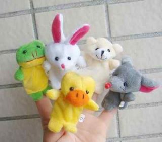 Popular 5X Animal Finger Puppet,cute baby plush toys. Soft Puppy Child 