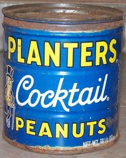   oz PLANTERS Coctail Peanuts Container Collectors Tin Can MR. PEANUT