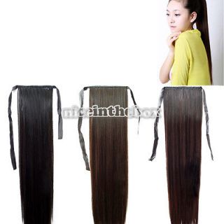One Piece Cute Long Black/ Brown Straight Ponytail Lovely Hair Piece 